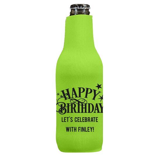 Happy Birthday with Stars Bottle Huggers